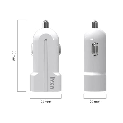 IVON CC13 QC 3.0 Fast Charging Car Charger Set with Type-C / USB-C Charging Cable, Charger with Type-C Cable