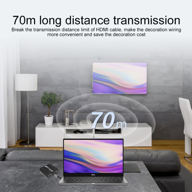 Measy ET100 HDMI Extender Transmitter + Receiver Converter Ethernet Cable, Transmission Distance: 70m, 1080P 70m