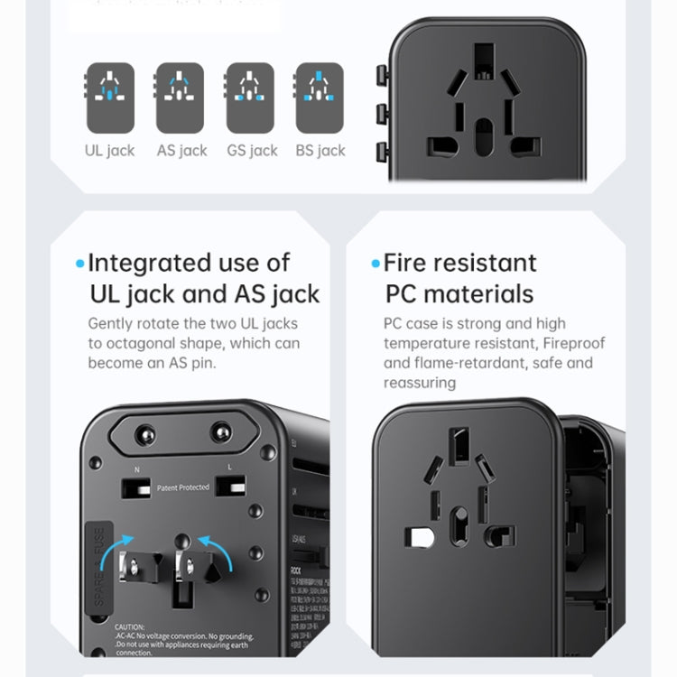 ROCK T62 35.5W Global Travel Multifunctional Plug PD Charger Power Adapter, T62