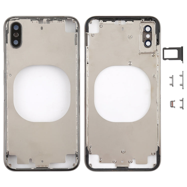 Transparent Battery Back Cover with Camera Lens Frame & SIM Card Tray & Side Keys for iPhone X, For iPhone X (Transparent Back), For iPhone X (Transparent White)