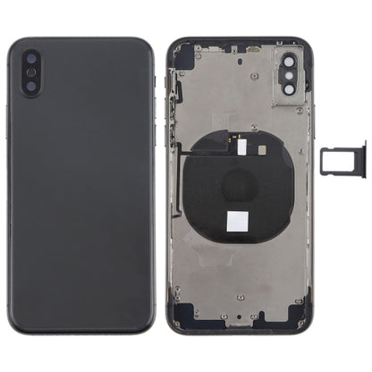 Battery Back Cover Assembly with Side Keys & Wireless Charging Module & Volume Button Flex Cable & Card Tray for iPhone X, For iPhone X (Charging Module), For iPhone X  (Full Assembly)