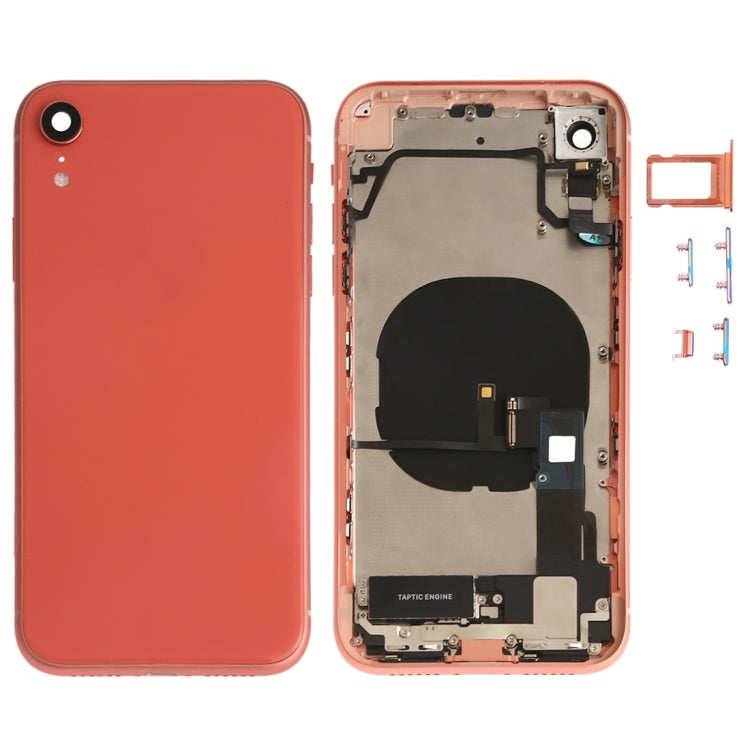 Battery Back Cover Assembly (with Side Keys & Speaker Ringer Buzzer & Motor & Camera Lens & Card Tray & Power Button + Volume Button + Charging Port + Signal Flex Cable & Wireless Charging Module) for iPhone XR, For iPhone XR (Full Assembly)