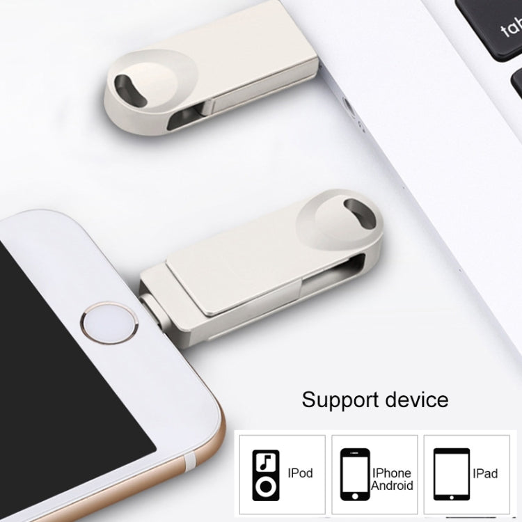 S29 3 in 1 16GB Micro USB + USB + 8 Pin Interface Metal Twister Flash Disk, 16GB