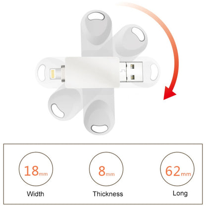 S29 3 in 1 32GB Micro USB + USB + 8 Pin Interface Metal Twister Flash Disk, 32GB