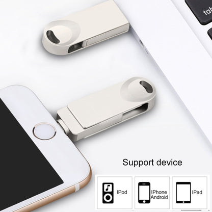S29 3 in 1 32GB Micro USB + USB + 8 Pin Interface Metal Twister Flash Disk, 32GB
