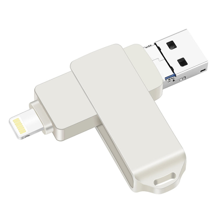S31 3 in 1 8GB Micro USB 2.0 + USB-C / Type-C + 8 Pin Interface Metal Twister Flash Disk, 8GB