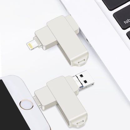 S31 3 in 1 128GB Micro USB 2.0 + USB-C / Type-C + 8 Pin Interface Metal Twister Flash Disk, 128GB