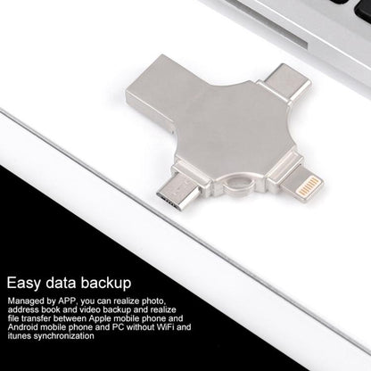 Cross 4 in 1 64GB 8 Pin + Micro USB + USB-C / Type-C + USB 3.0 Metal Flash Disk, 64GB