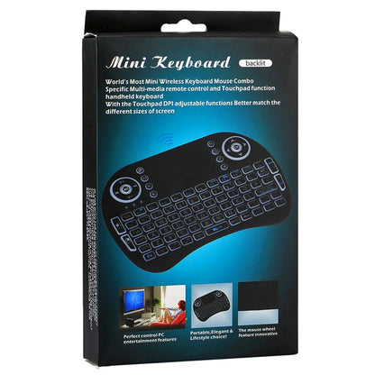 2.4GHz Mini i8 Wireless QWERTY Keyboard with Colorful Backlight & Touchpad & Multimedia Control for PC, Android TV BOX, X-BOX Player, Smartphones, Change Colorful Backlight