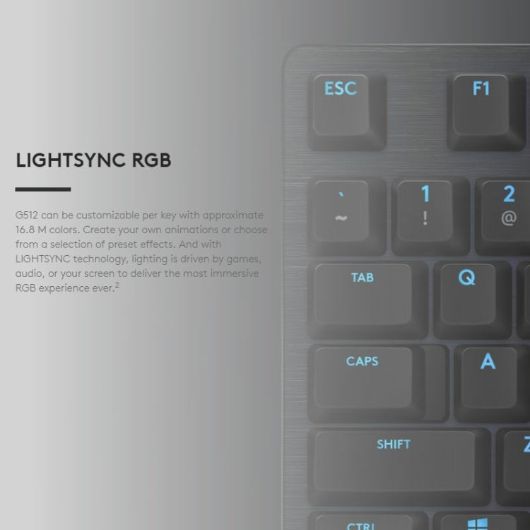 Logitech G512 RGB L-axis Mechanical Wired Gaming Keyboard, Length: 1.8m, Logitech G512 L-axis