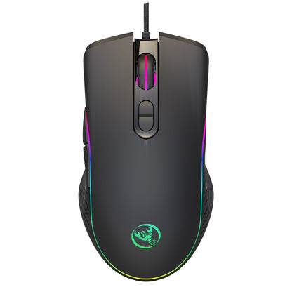 HXSJ A867 USB 6400DPI Four-speed Adjustable RGB Illuminate Wired E-sport Gaming Mouse, Length: 1.5m, A867 Black