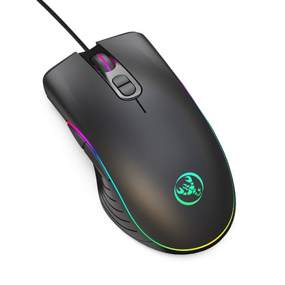 HXSJ A867 USB 6400DPI Four-speed Adjustable RGB Illuminate Wired E-sport Gaming Mouse, Length: 1.5m, A867 Black