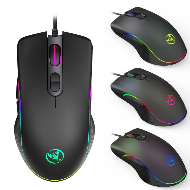 HXSJ A867 USB 6400DPI Four-speed Adjustable RGB Illuminate Wired E-sport Gaming Mouse, Length: 1.5m, A867 Black