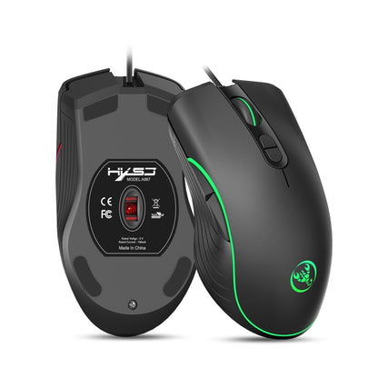 HXSJ A867 USB 6400DPI Four-speed Adjustable RGB Illuminate Wired E-sport Gaming Mouse, Length: 1.5m, A867 Black