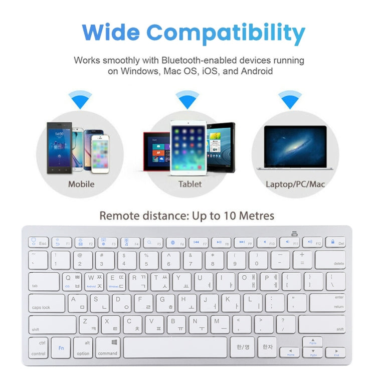 WB-8022 Ultra-thin Wireless Bluetooth Keyboard for iPad, Samsung, Huawei, Xiaomi, Tablet PCs or Smartphones, Ko Language Keys, Ko Language Keys