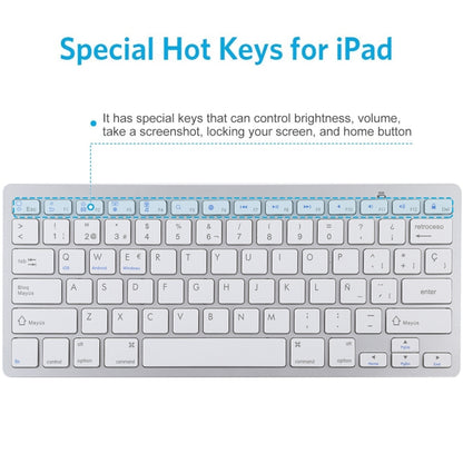 WB-8022 Ultra-thin Wireless Bluetooth Keyboard for iPad, Samsung, Huawei, Xiaomi, Tablet PCs or Smartphones, Spanish Keys, Spanish Keys