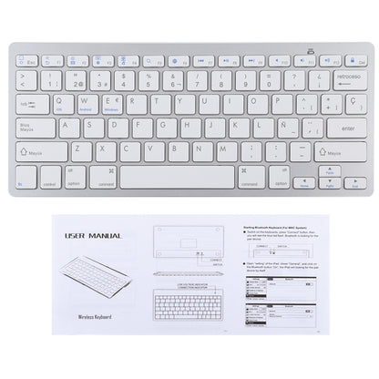 WB-8022 Ultra-thin Wireless Bluetooth Keyboard for iPad, Samsung, Huawei, Xiaomi, Tablet PCs or Smartphones, Spanish Keys, Spanish Keys