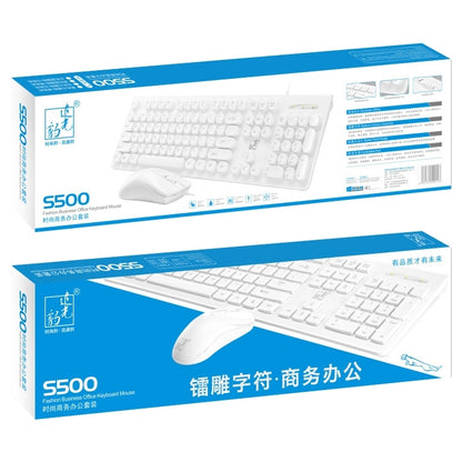 ZGB S500 Square Keycap Wired Keyboard + Mouse Set, S500 Square Keycap (Black), S500 Square Keycap (White)