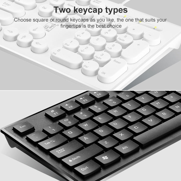 ZGB S500 Square Keycap Wired Keyboard + Mouse Set, S500 Square Keycap (Black), S500 Square Keycap (White)