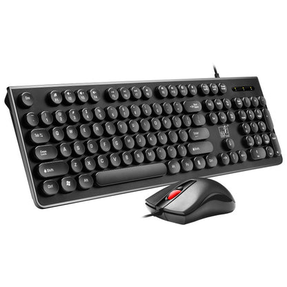 ZGB S500 Round Keycap Wired Keyboard + Mouse Set, S500 Round Keycap (Black)