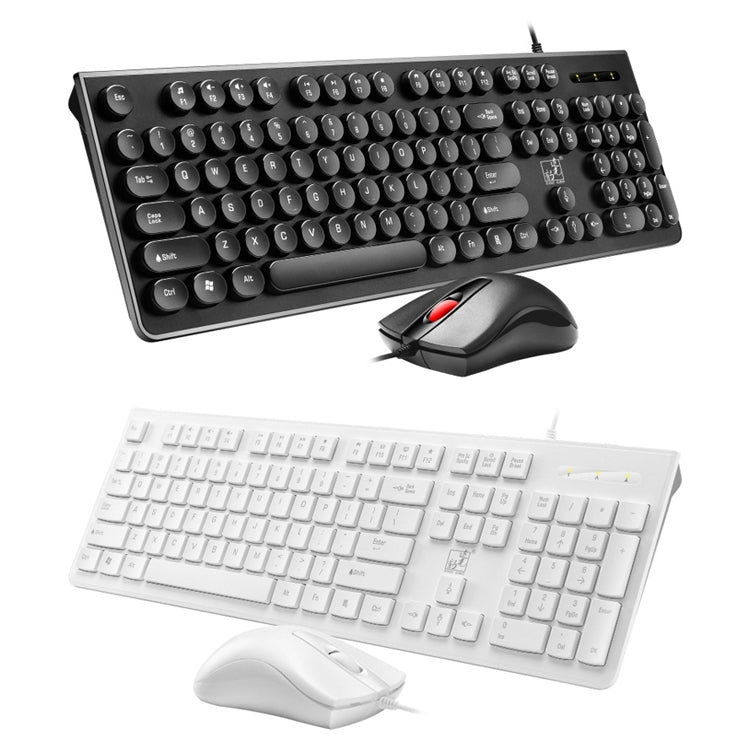 ZGB S500 Round Keycap Wired Keyboard + Mouse Set, S500 Round Keycap (Black)