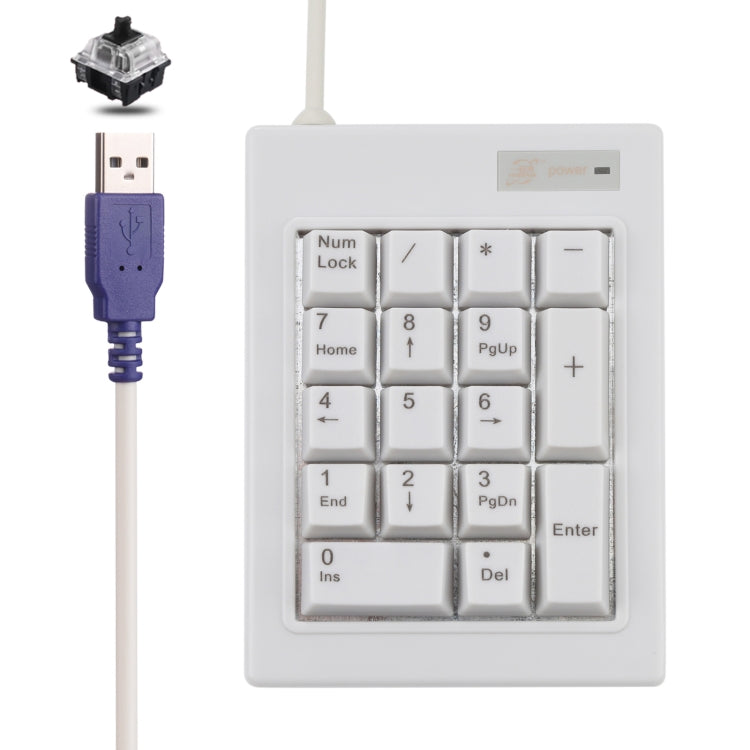 DX-17A 17-keys USB Wired Mechanical Black Shaft Mini Numeric Keyboard, DX-17A