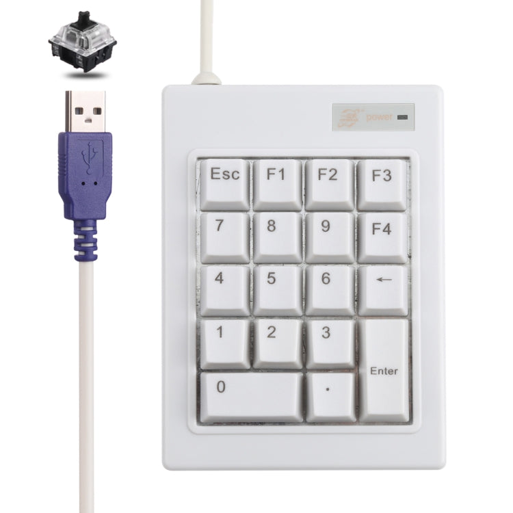 DX-18A 18-keys USB Wired Mechanical Black Shaft Mini Numeric Keyboard, DX-18A