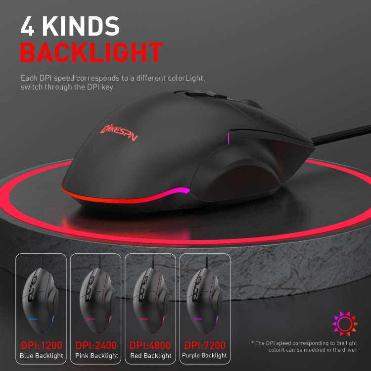 MKESPN X11 7-buttons 7200DPI RGB Wired Macro-definition Gaming Mouse, x11