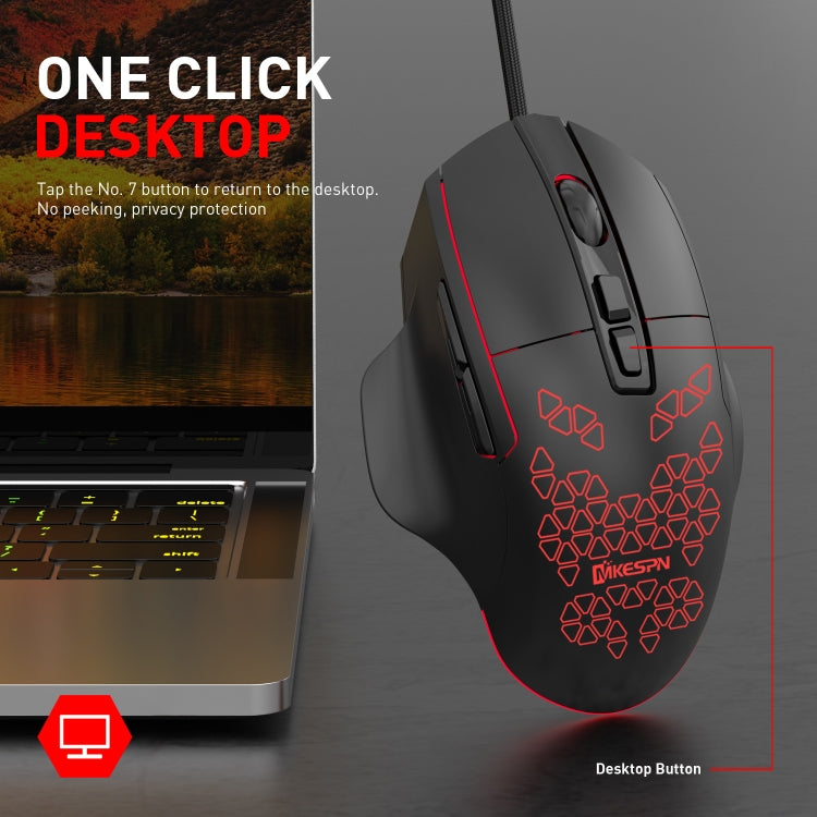 MKESPN X11 7-buttons 7200DPI RGB Wired Macro-definition Gaming Mouse, x11