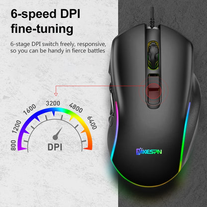 MKESPN X9 10 Buttons 7200DPI RGB Macro Definition Gaming Wired Mouse, x9
