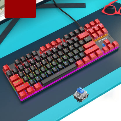 FOREV FV-301 87-keys Blue Axis Mechanical Gaming Keyboard, Cable Length: 1.6m, Black + Grey, Black + Red, White + Pink, White + Green, White + Blue, White + Yellow