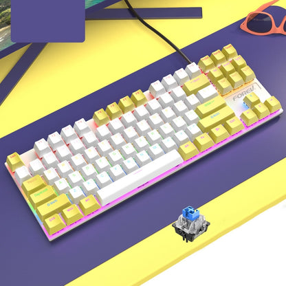 FOREV FV-301 87-keys Blue Axis Mechanical Gaming Keyboard, Cable Length: 1.6m, Black + Grey, Black + Red, White + Pink, White + Green, White + Blue, White + Yellow