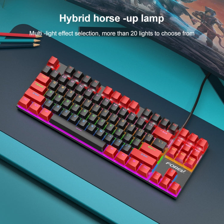 FOREV FV-301 87-keys Blue Axis Mechanical Gaming Keyboard, Cable Length: 1.6m, Black + Grey, Black + Red, White + Pink, White + Green, White + Blue, White + Yellow