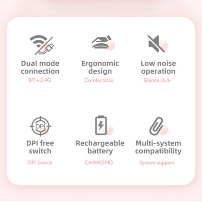 HXSJ M107 4-buttons 1600 DPI 2.4GHz Wireless Mouse, Battery Version, Dual Mode Rechargeable