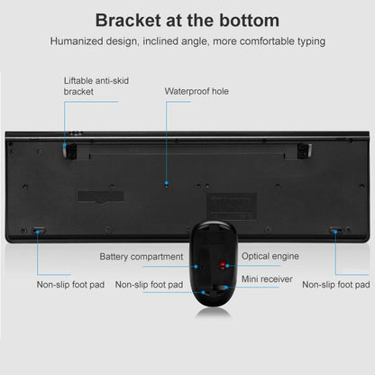 ZGB 8810 Mute Wireless Keyboard + Mouse Set, 8810 (Black), 8810 (White)