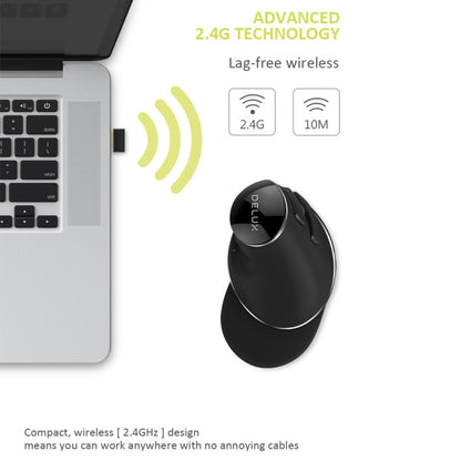 DELUX M618 Plus 2.4G 1600DPI Wireless Portable Vertical Ergonomic Mouse, 1600DPI Wireless