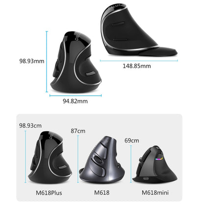 DELUX M618 Plus 2.4G 1600DPI Wireless Portable Vertical Ergonomic Mouse, 1600DPI Wireless