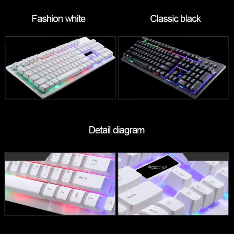 ZGB G20 1600 DPI Professional Wired Glowing Mechanical Feel Suspension Keyboard + Optical Mouse Kit for Laptop, PC