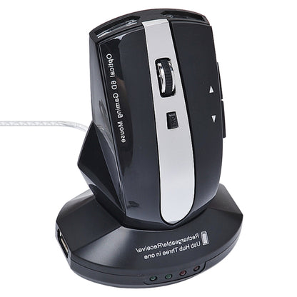 MZ-011 2.4GHz 1600DPI Wireless Rechargeable Optical Mouse with HUB Function, Blue, Silver, Black, Black Silver, White + Royal Blue, Pearl White