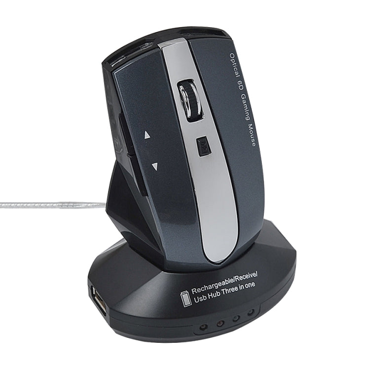 MZ-011 2.4GHz 1600DPI Wireless Rechargeable Optical Mouse with HUB Function, Blue, Silver, Black, Black Silver, White + Royal Blue, Pearl White