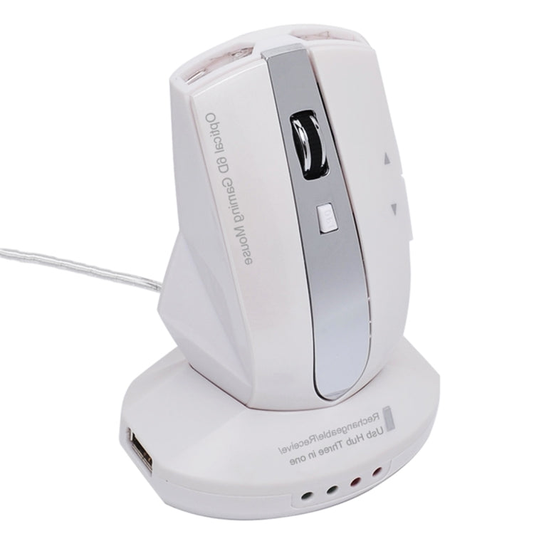 MZ-011 2.4GHz 1600DPI Wireless Rechargeable Optical Mouse with HUB Function, Blue, Silver, Black, Black Silver, White + Royal Blue, Pearl White
