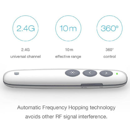 Doosl DSIT007 2.4GHz Rechargeable Powerpoint Presentation Wireless Cliker Remote Control Pen, Control Distance: 10m(White), DSIT007