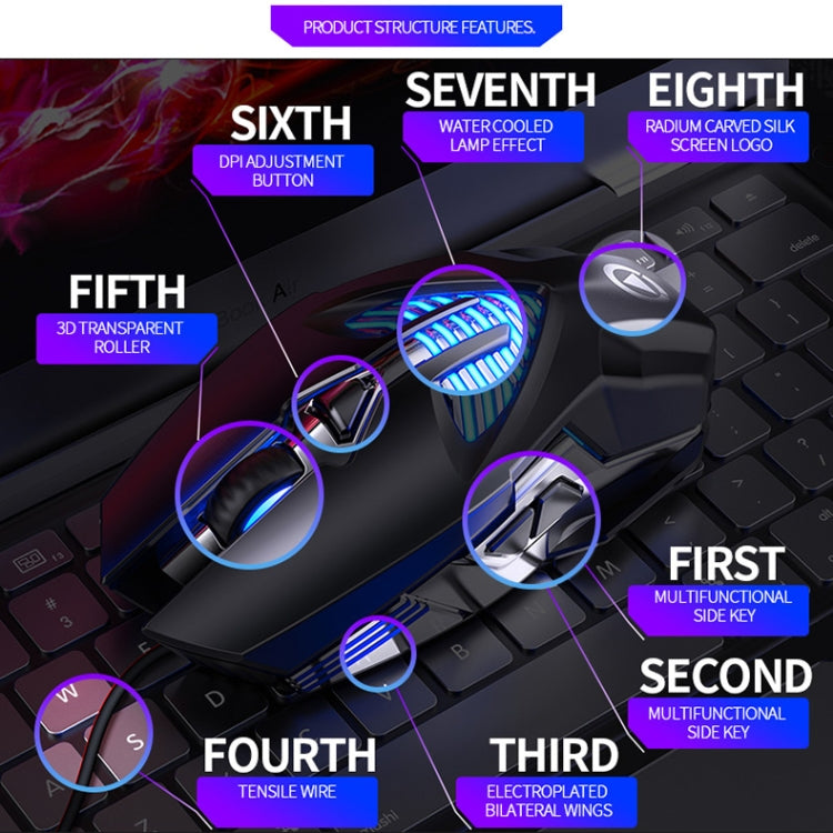 YINDIAO G4 3200DPI 4-modes Adjustable 7-keys RGB Light Programmable Wired Gaming Mouse