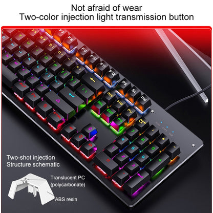 YINDIAO Classic Square Keys Mixed Light USB Mechanical Gaming Wired Keyboard, Black Shaft, Square Keys,Black Shaft (Black)