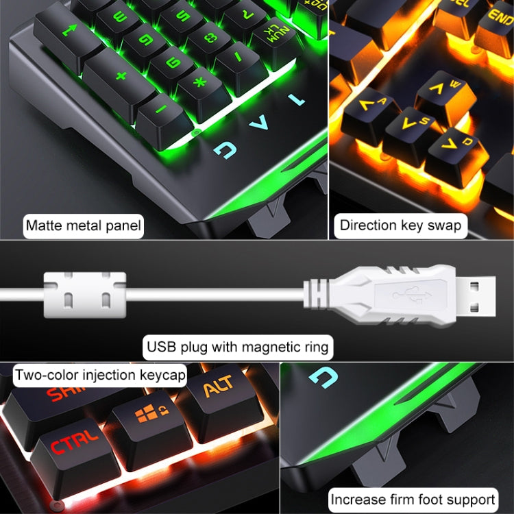 YINDIAO V2 Mechanical Feel Gaming Keyboard Mouse Set (Black Orange Yellow Light), KB5790A, KB5790B, KB5790C, KB5790D