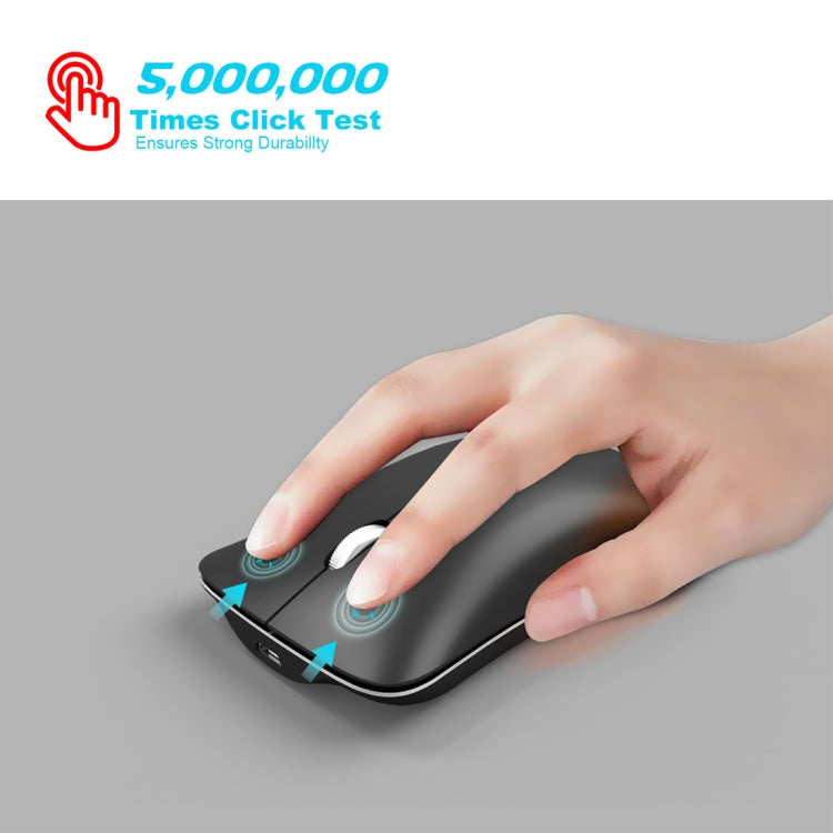 HXSJ T23 Bluetooth 5.0 + Bluetooth 3.0 + 2.4GHz Wireless Three Modes 4-Keys 1600 DPI Adjustable Ergonomics Optical Mouse, T23 Black