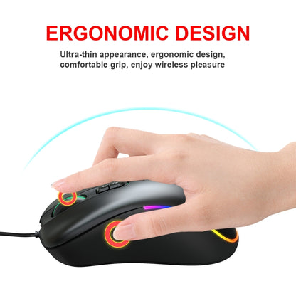 HXSJ J300 7 Keys RGB Lighting Programmable Gaming Wired Mouse, J300