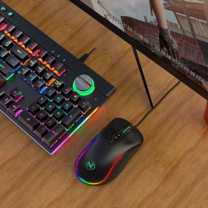 HXSJ J300 7 Keys RGB Lighting Programmable Gaming Wired Mouse, J300