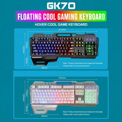 SHIPADOO GK70 Wired RGB Floating Detachable Hand Rest Gap Rainbow Translucent Gaming Keyboard, Gap Rainbow Translucent (Black), Gap Rainbow Translucent  (White)