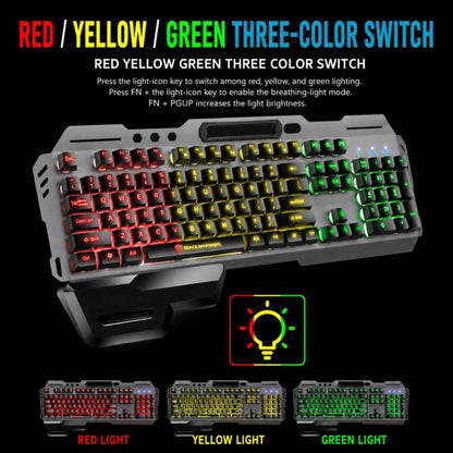 SHIPADOO GK70 Wired RGB Floating Detachable Hand Rest Character Rainbow Translucent Gaming Keyboard, Rainbow Translucent